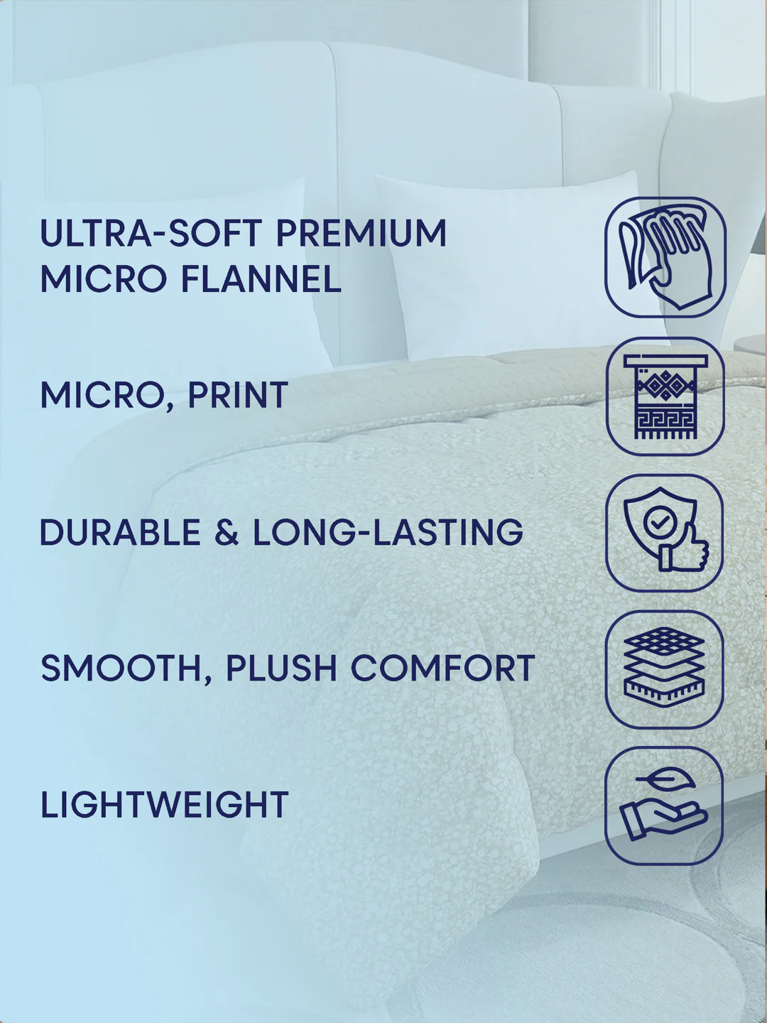 Premium Checked Double Bed 3 Ply 200 GSM Comforter Cozy Flannel Collection Weight 2.8 kg - Image 11