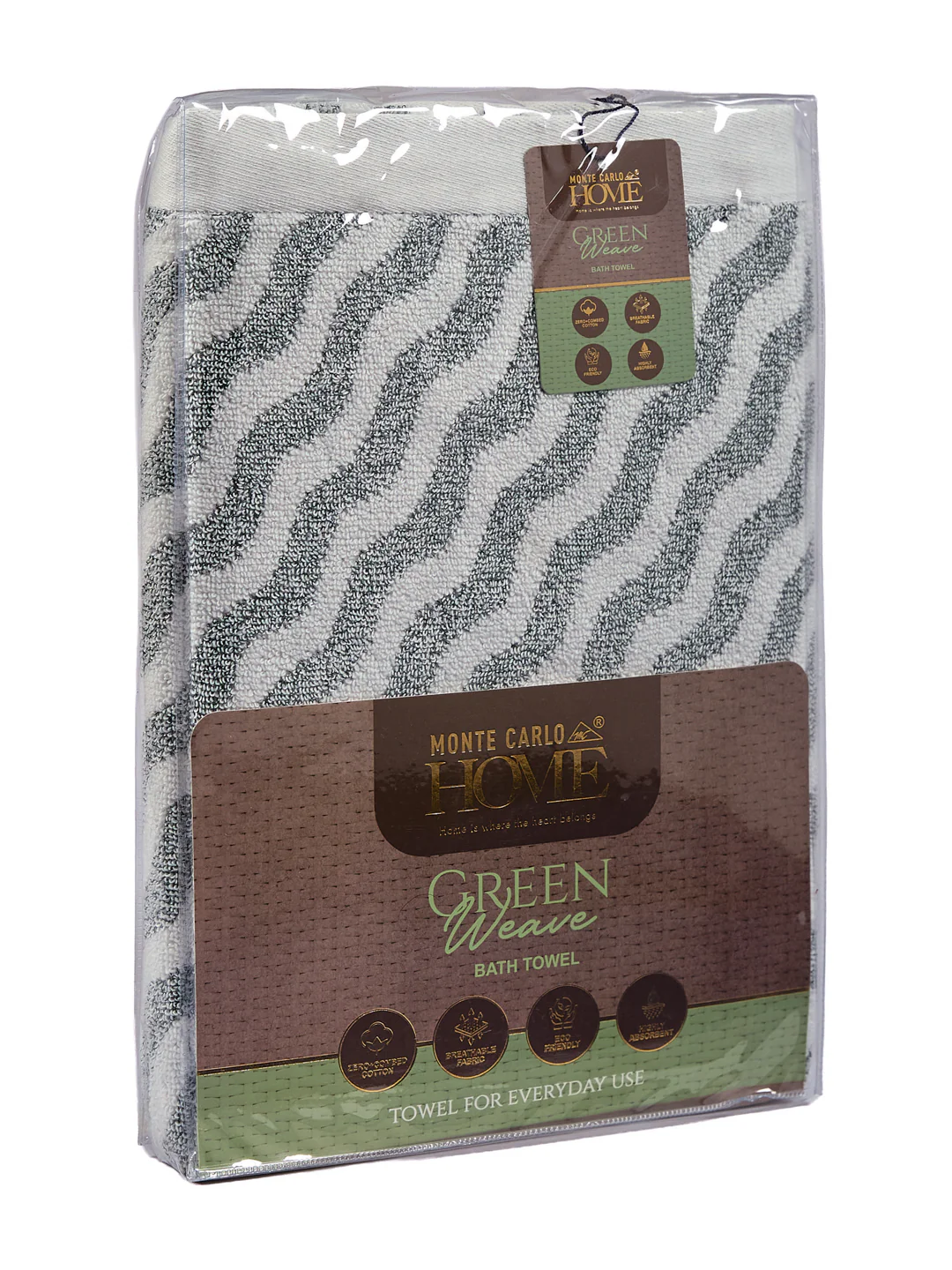 Premium Green & White Pure Cotton Self Design 500 GSM Bath Towel 1 Piece (Green Weave Collection) - Image 9