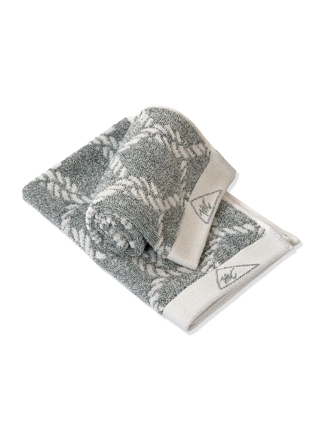 Premium Green & White Pure Cotton Self Design 500 GSM Hand Towel 2 Pc Set (Green Weave Collection) - Image 4