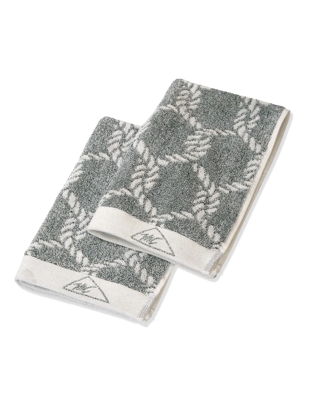 Premium Green & White Pure Cotton Self Design 500 GSM Hand Towel 2 Pc Set (Green Weave Collection) - Image 5