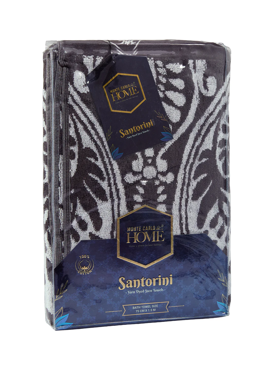 Premium Grey 100% Cotton Self Design 525 GSM Bath Towel Santorini 1 Pc Pvc Pack - Image 9