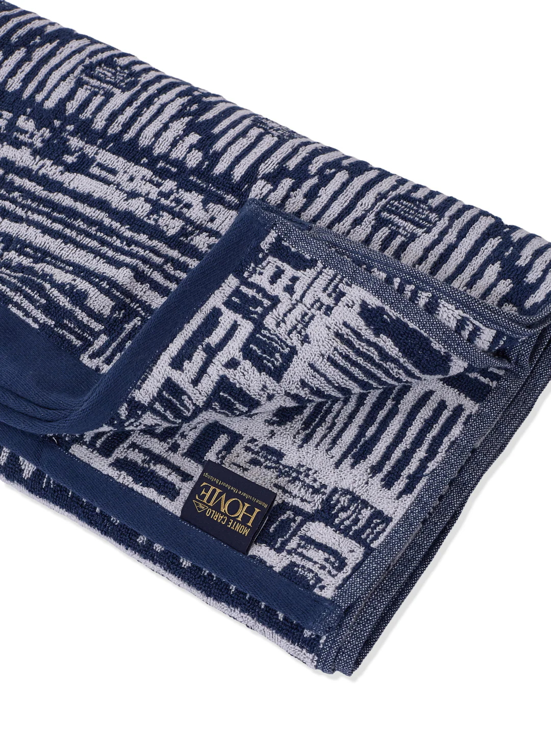 Premium Indigo Blue 100% Cotton Self Design 525 GSM Bath Towel Santorini 1 Pc Pvc Pack - Image 5