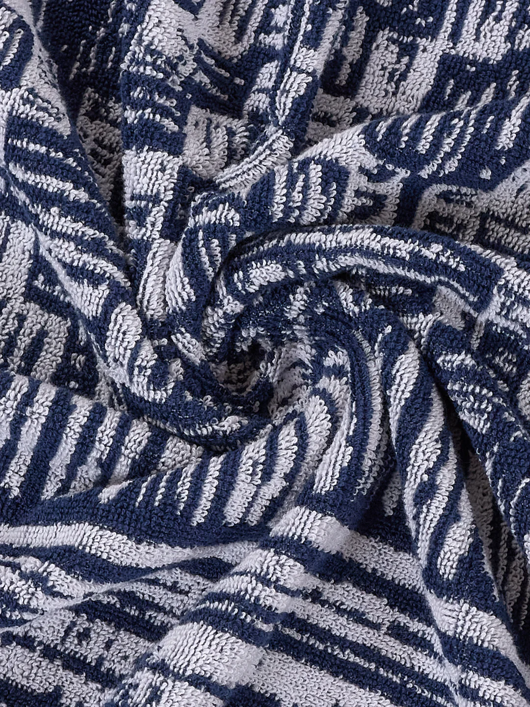 Premium Indigo Blue 100% Cotton Self Design 525 GSM Bath Towel Santorini 1 Pc Pvc Pack - Image 7