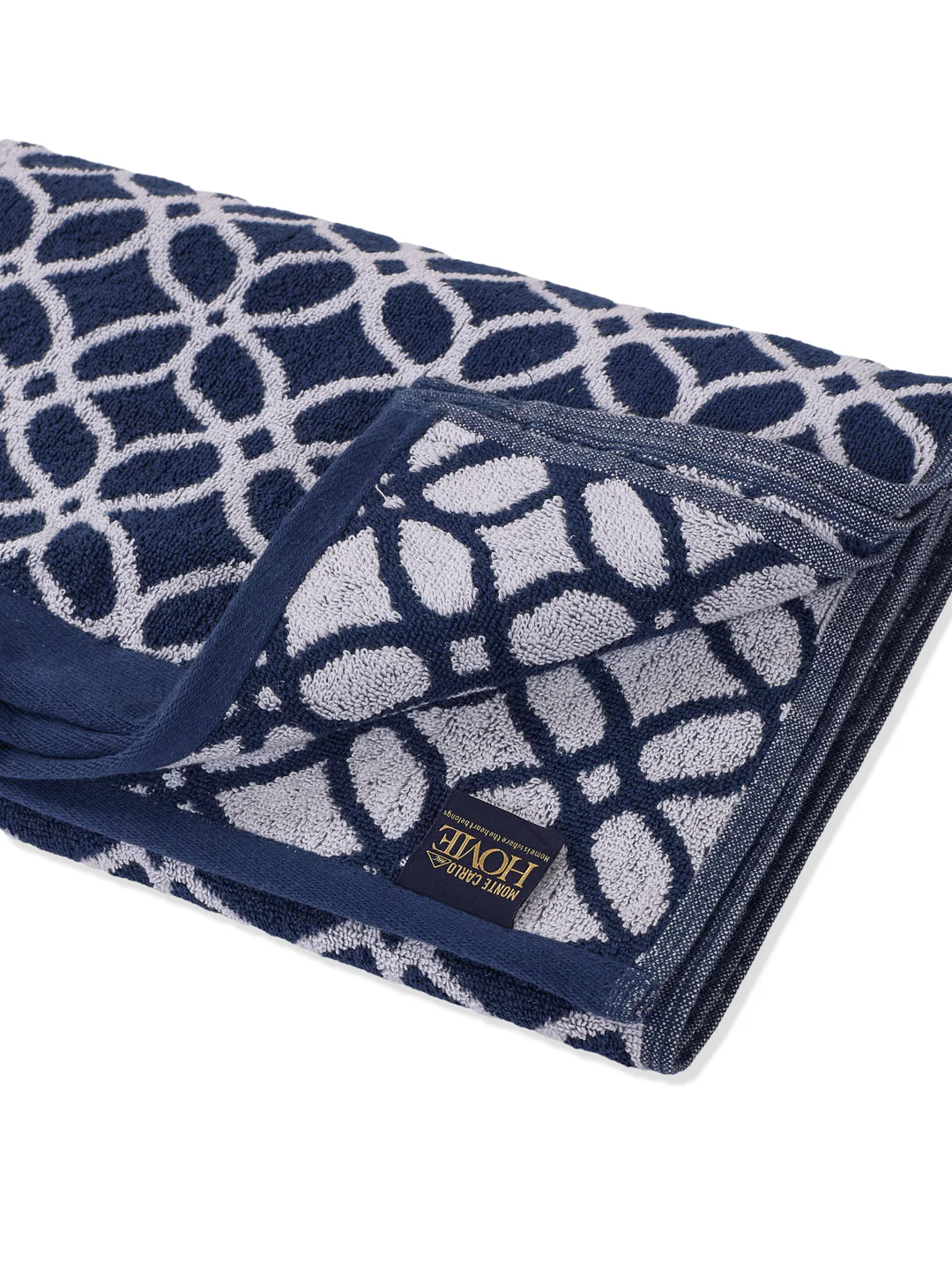 Premium Indigo Blue 100% Cotton Self Design 525 GSM Bath Towel Santorini 1 Pc Pvc Pack - Image 5