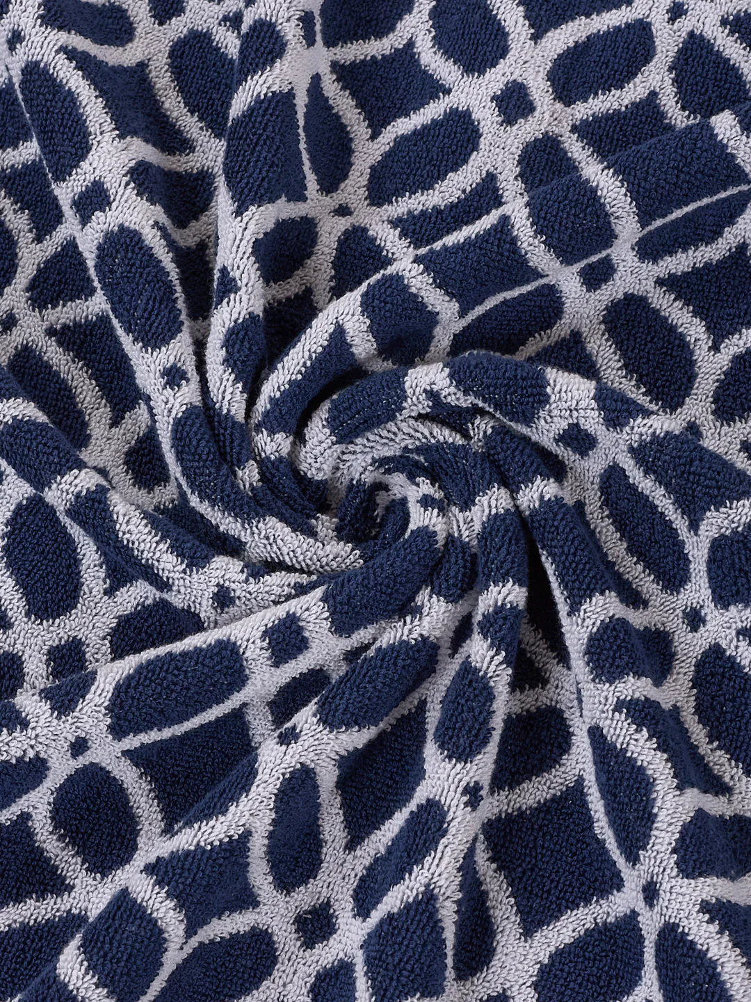Premium Indigo Blue 100% Cotton Self Design 525 GSM Bath Towel Santorini 1 Pc Pvc Pack - Image 7