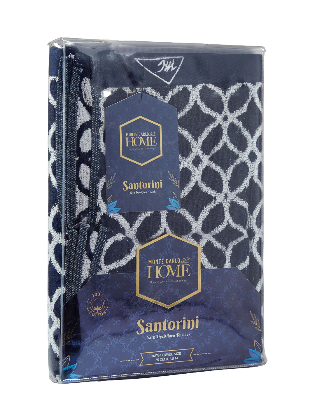 Premium Indigo Blue 100% Cotton Self Design 525 GSM Bath Towel Santorini 1 Pc Pvc Pack - Image 9