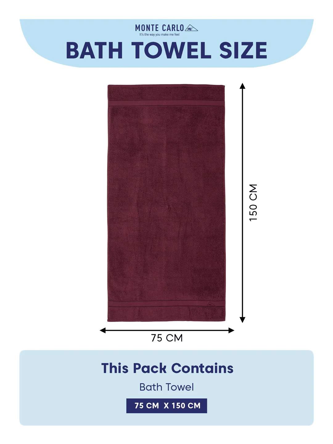 Premium Maroon 100% Cotton Solid 525 GSM Bath Towel Iris 1 Pc Pvc Pack - Image 8