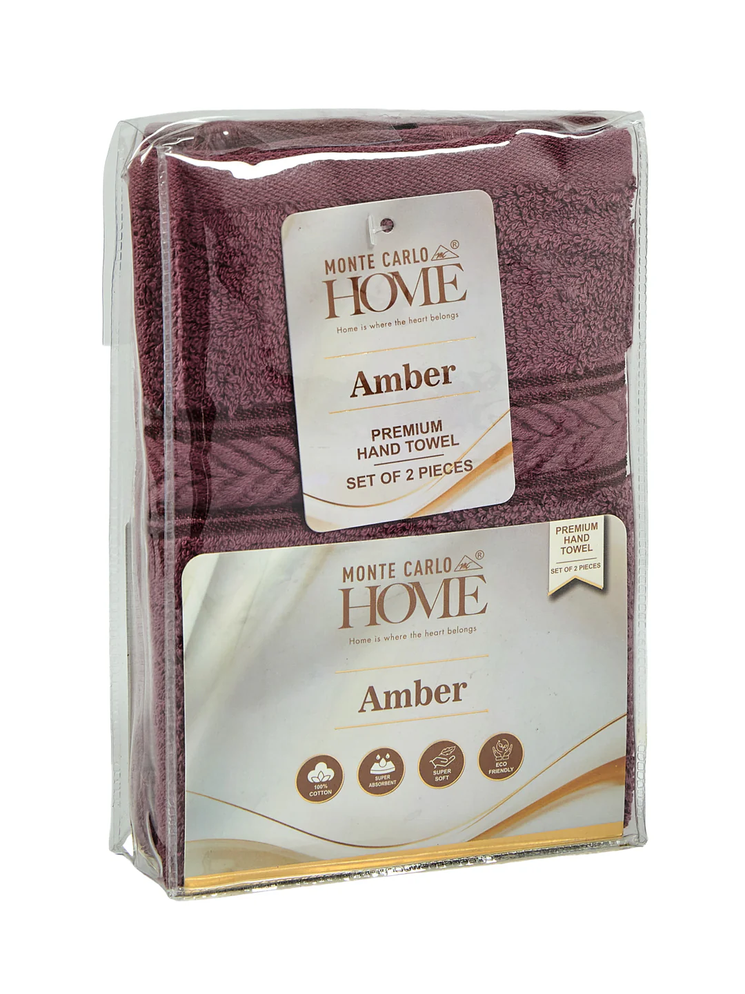 Premium Maroon 100% Cotton Solid 525 GSM Hand Towel Amber 2 Pc Set Pvc Pack - Image 11