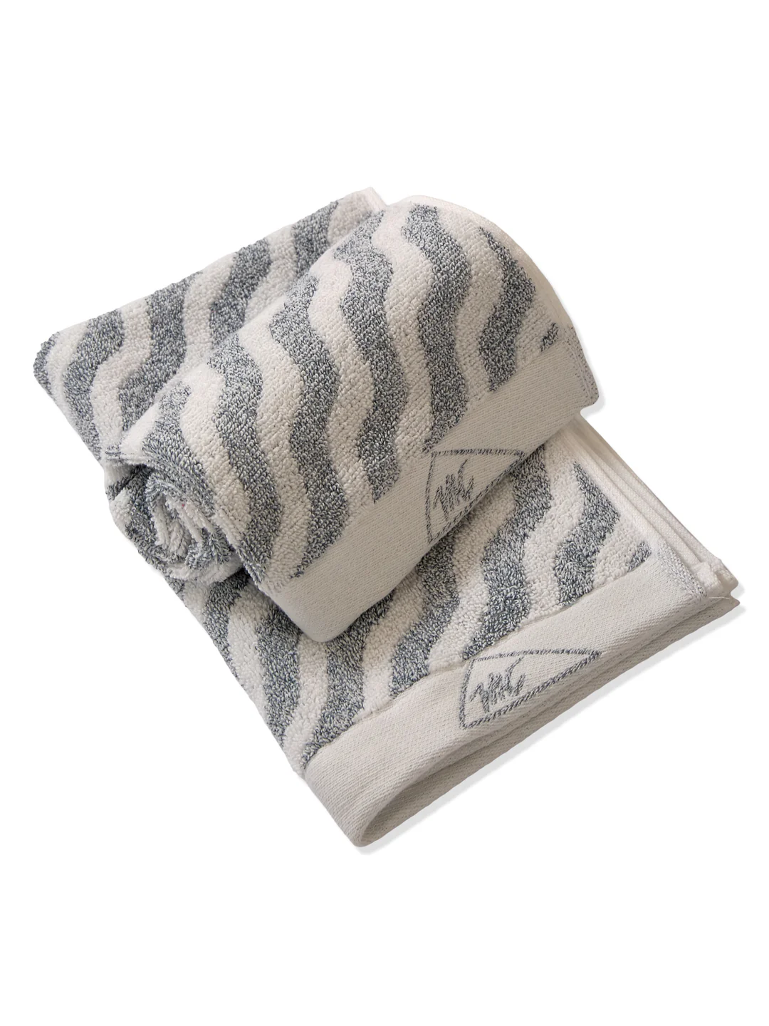 Premium Navy Blue & White Pure Cotton Self Design 500 GSM Hand Towel 2 Pc Set (Green Weave Collection) - Image 4
