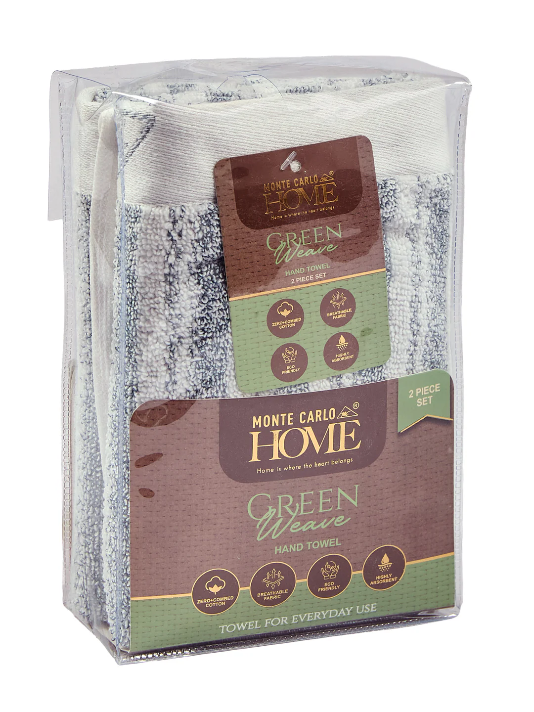 Premium Navy Blue & White Pure Cotton Self Design 500 GSM Hand Towel 2 Pc Set (Green Weave Collection) - Image 10