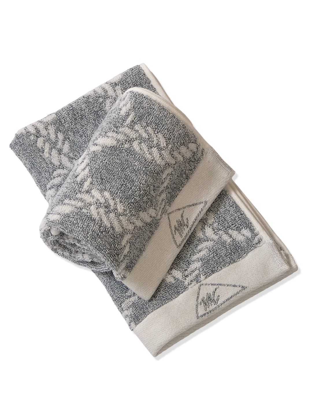 Premium Navy Blue & White Pure Cotton Self Design 500 GSM Hand Towel 2 Pc Set (Green Weave Collection) - Image 4