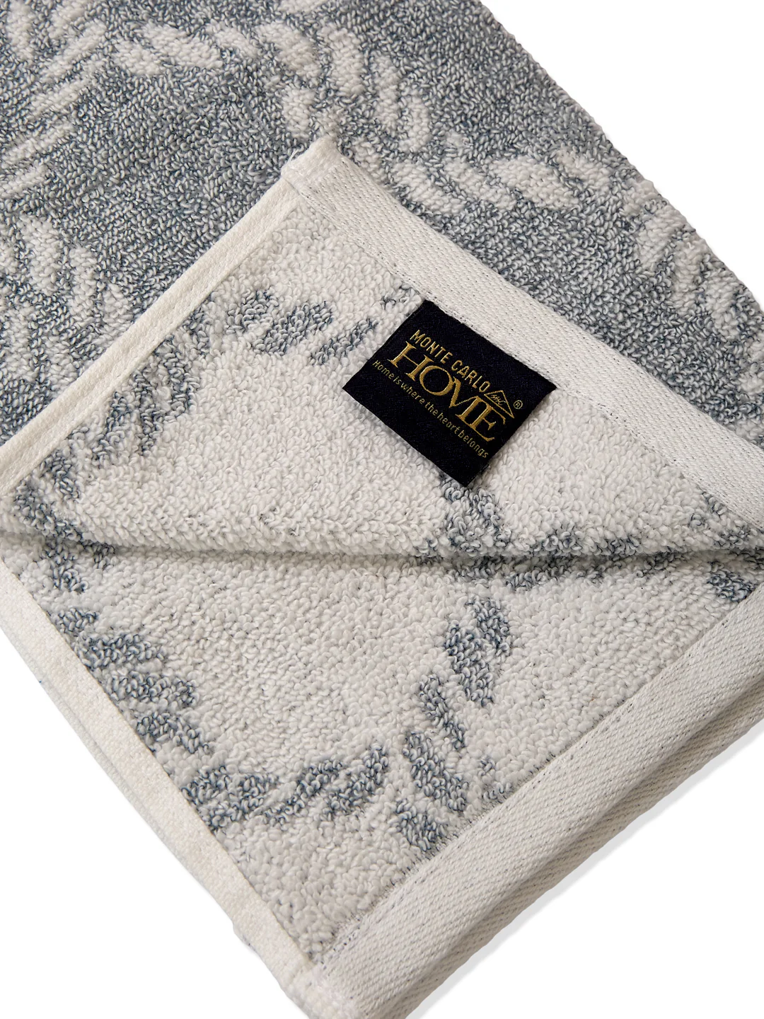 Premium Navy Blue & White Pure Cotton Self Design 500 GSM Hand Towel 2 Pc Set (Green Weave Collection) - Image 9