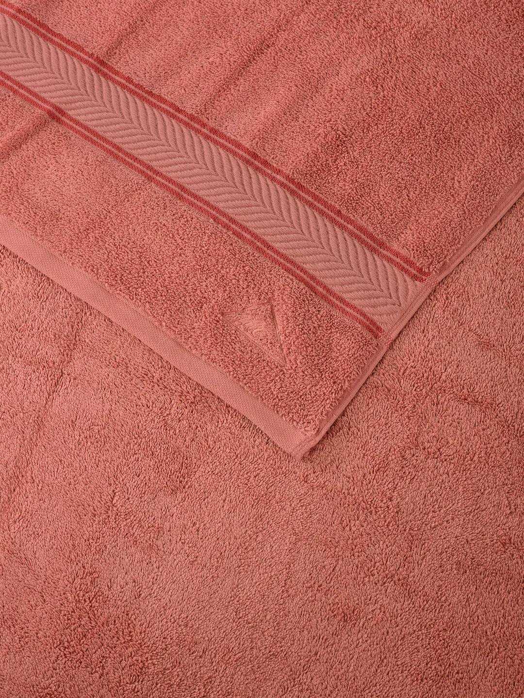 Premium Peach Pink 100% Cotton Solid 525 GSM Bath Towel Amber 1 Pc Pvc Pack - Image 6