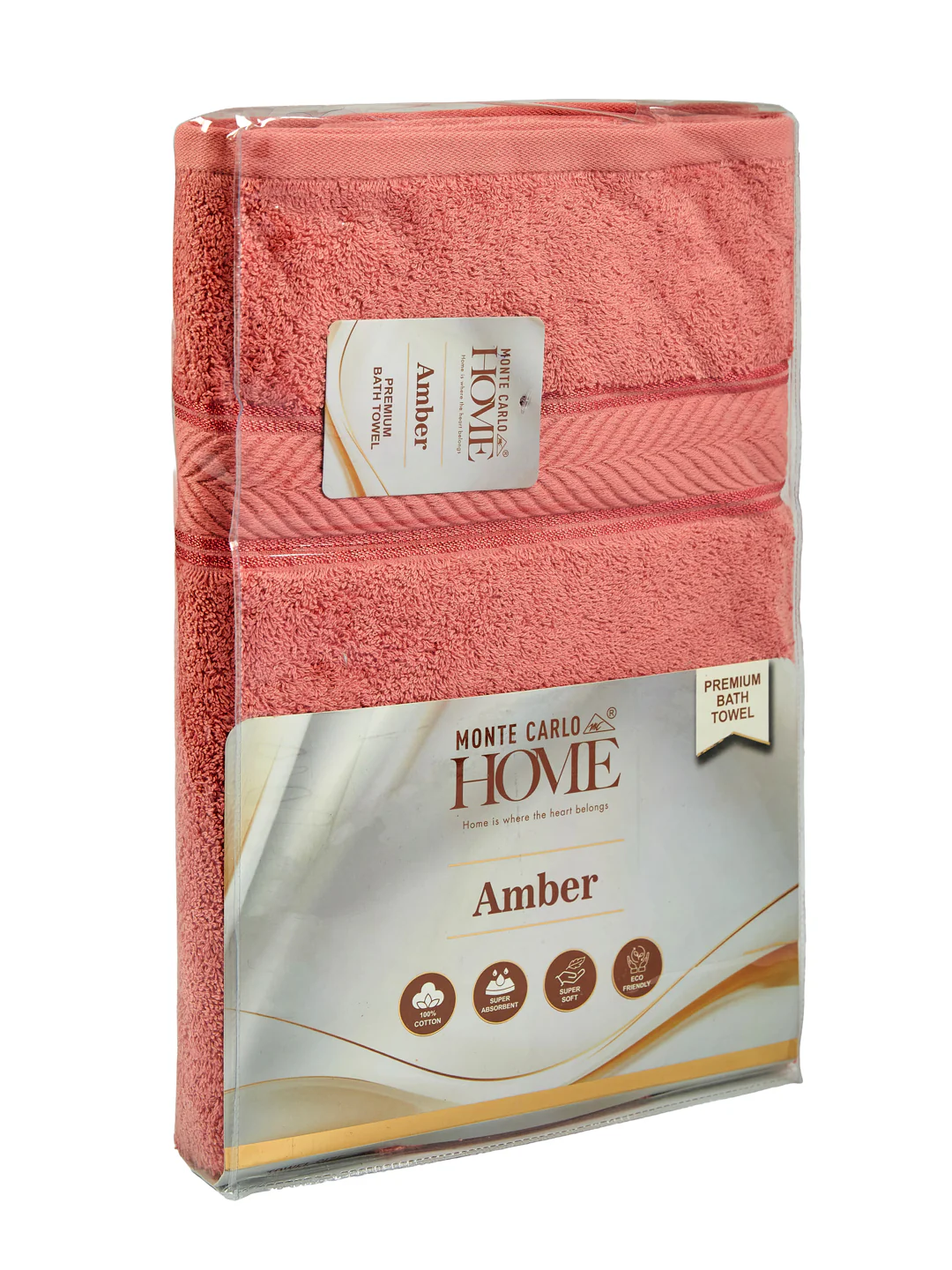 Premium Peach Pink 100% Cotton Solid 525 GSM Bath Towel Amber 1 Pc Pvc Pack - Image 9