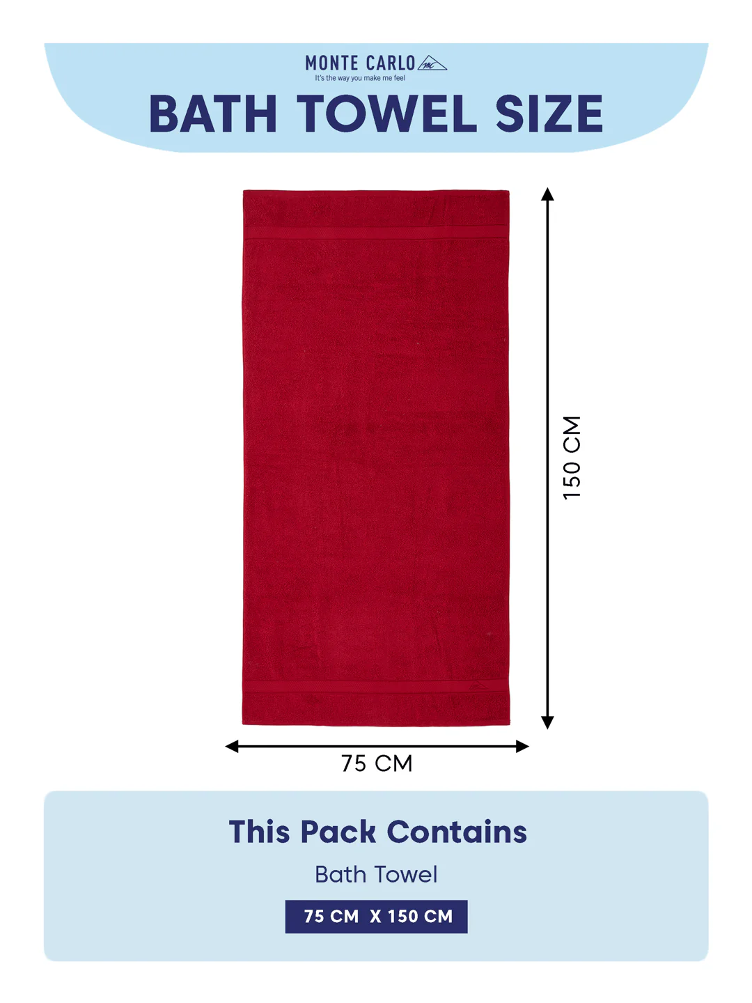 Premium Red 100% Cotton Solid 525 GSM Bath Towel Iris 1 Pc Pvc Pack - Image 8