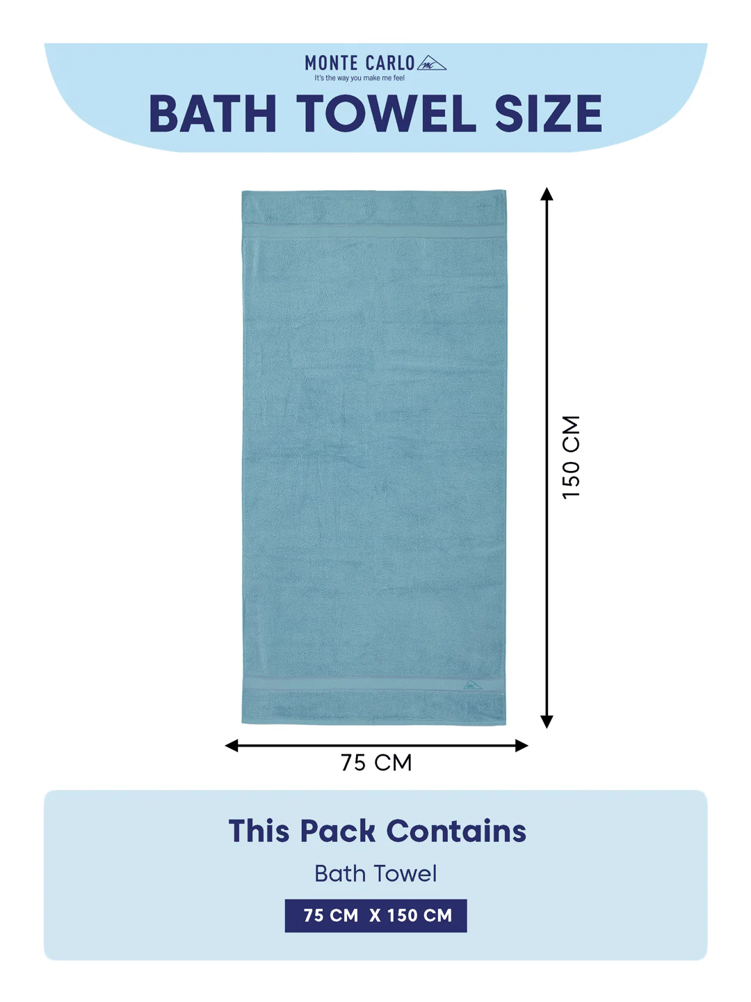 Premium Sky Blue 100% Cotton Solid 525 GSM Bath Towel Iris 1 Pc Pvc Pack - Image 8