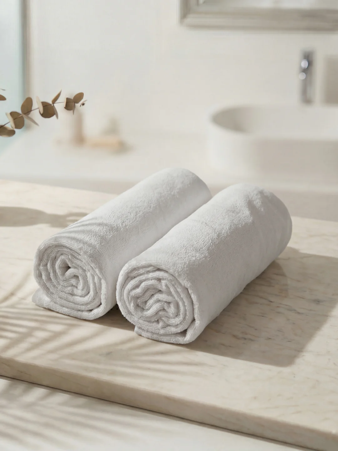 Premium White Pure Cotton Solid 550 GSM Bath Towel 2 Pc Set (Hotel Collection) - Image 2