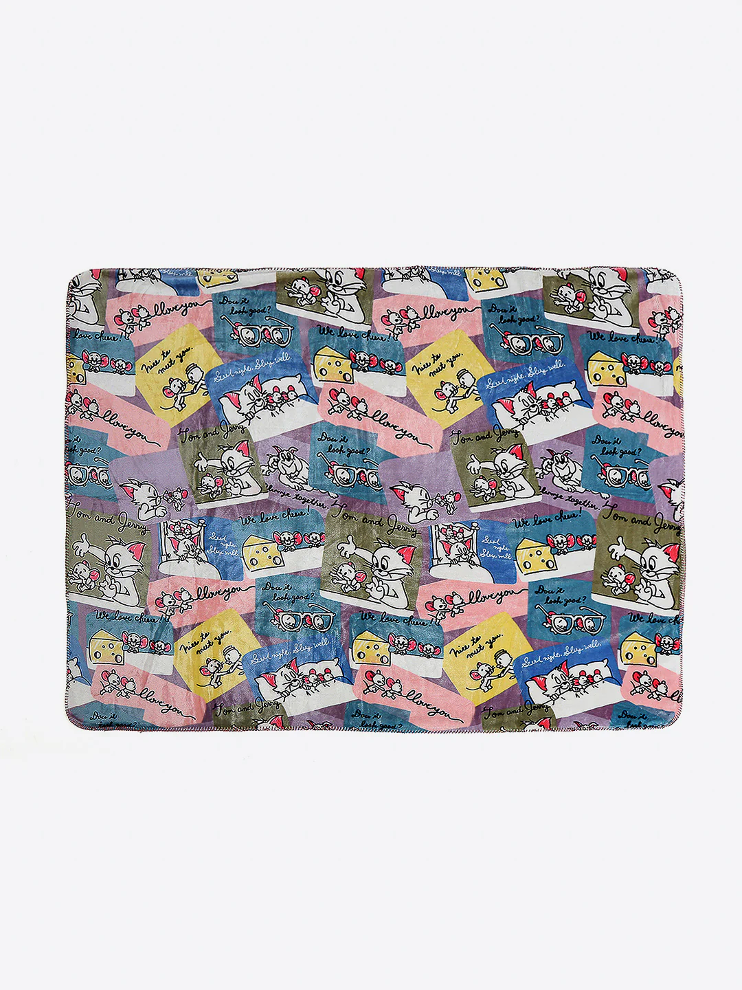 Tom and Jerry Graphic Panels Print Plush Cartoon Network Blue Baby Blanket - Image 4