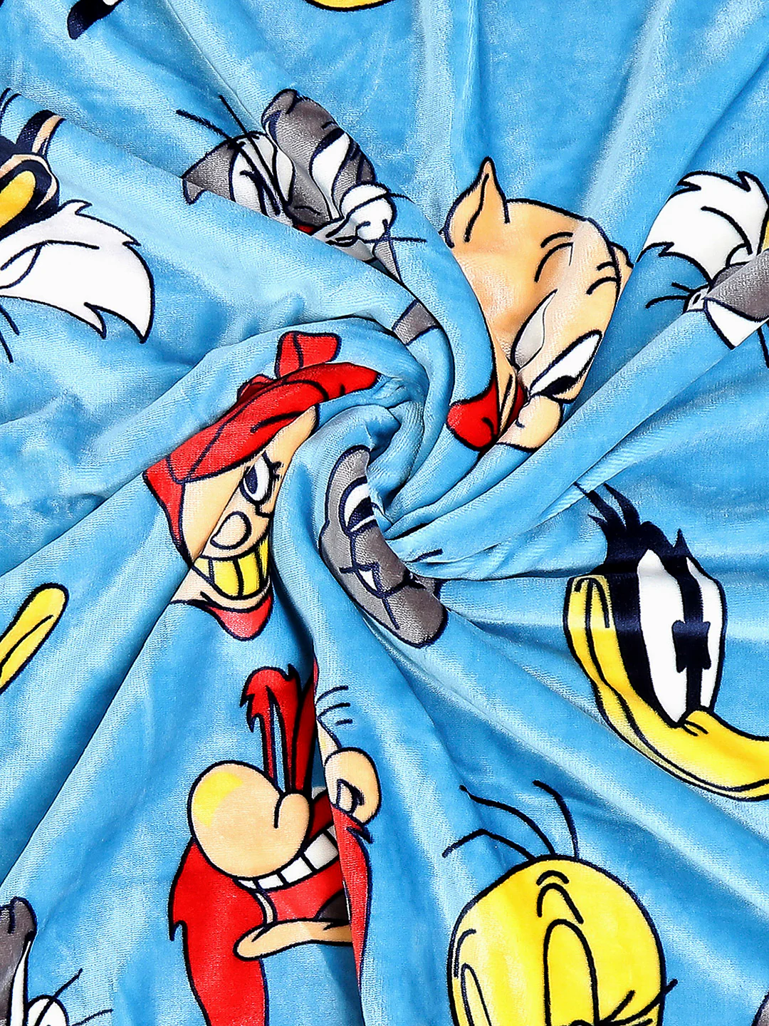 Looney Tunes Printed Plush Soft Cartoon Network Turquoise Blue Baby Blanket - Image 6