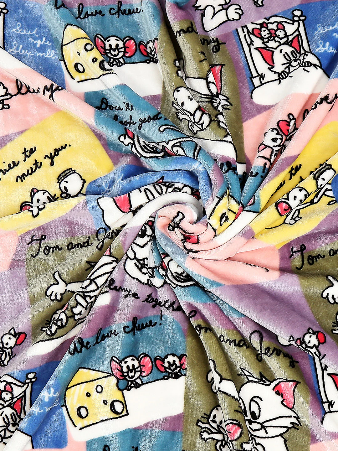 Tom and Jerry with Typography Print Plush Cartoon Network Multicolor Baby Blanket - Image 6