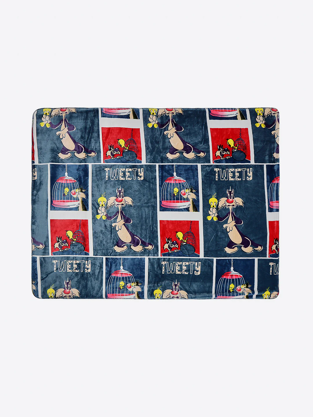 Tweety Bird Printed Plush Cartoon Network Blue Baby Blanket - Image 4