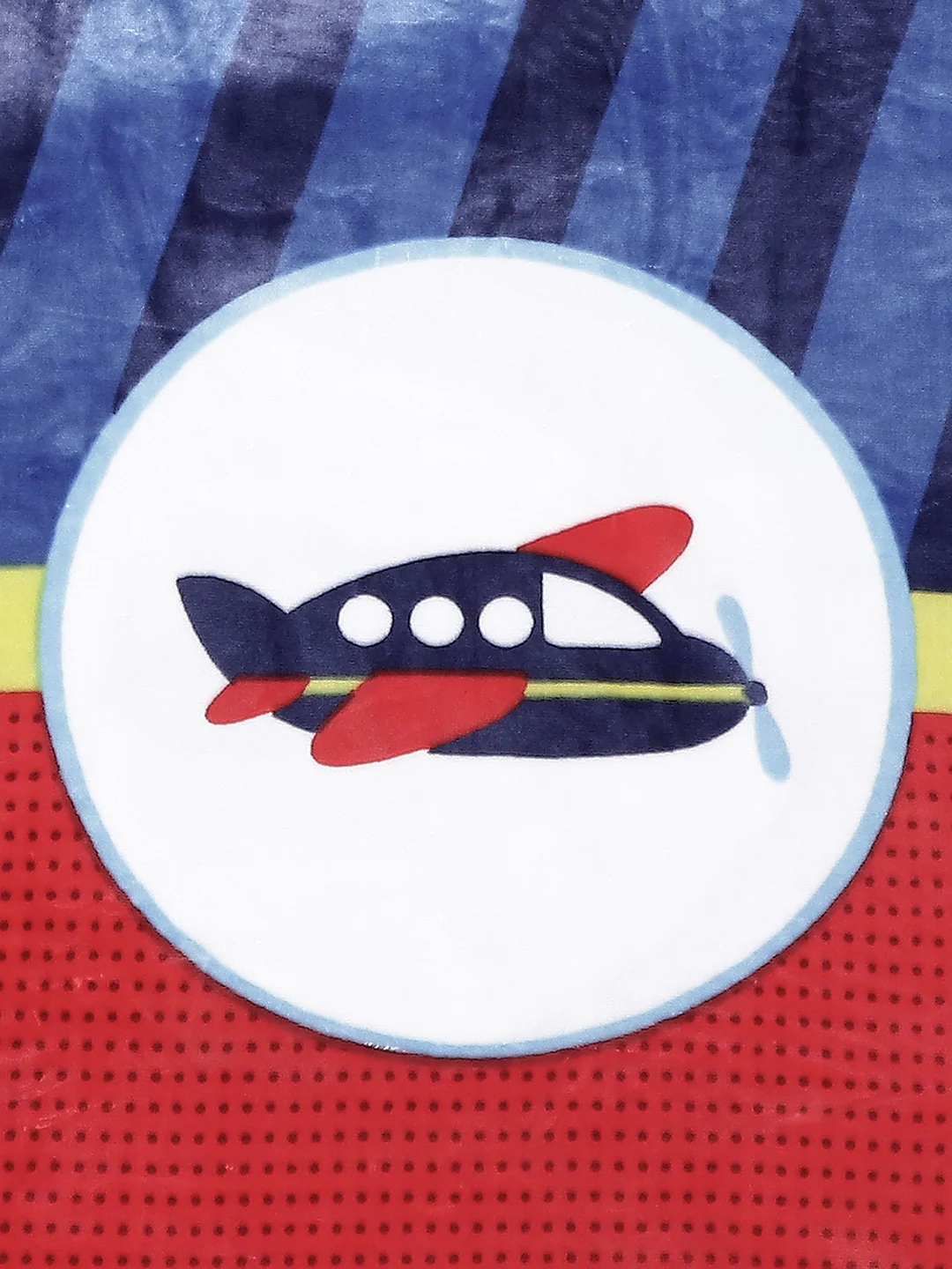 Cartoon Plane Printed Soft Plush Blue and Red Baby Blanket - Image 4