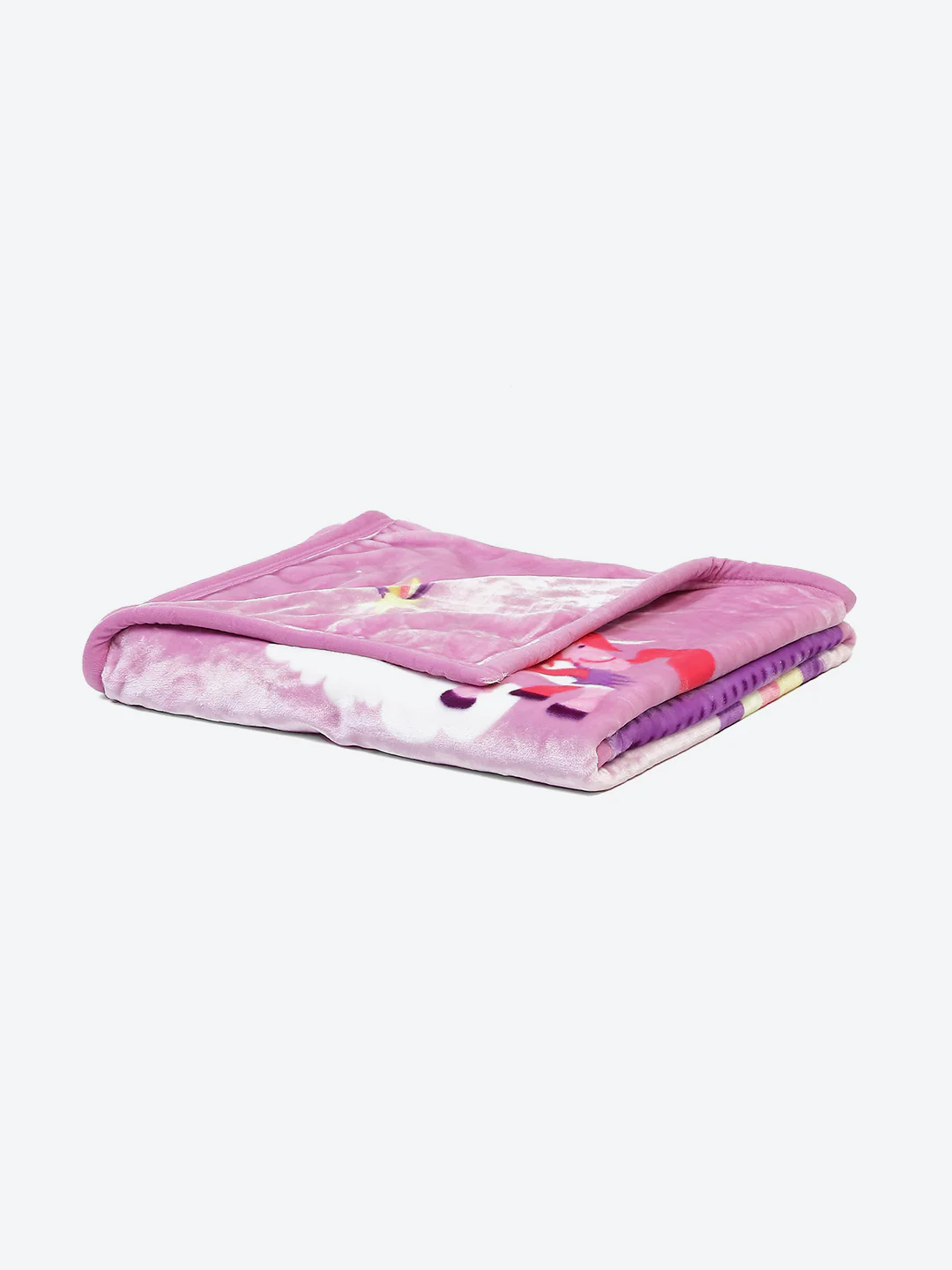 Cartoon Unicorn Printed Velvety Pink Baby Blanket - Image 3
