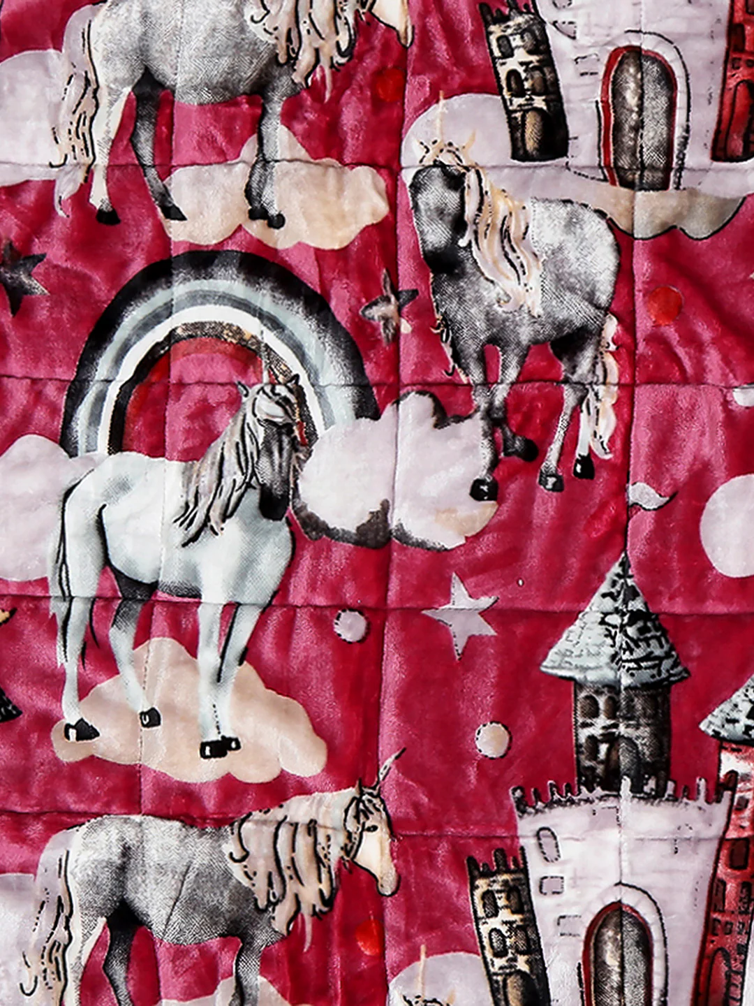 Cartoon Print Cozy Red Baby Blanket Set with Matching Comforter, Bedsheet, Neck Pillow, and Bolsters - Image 6
