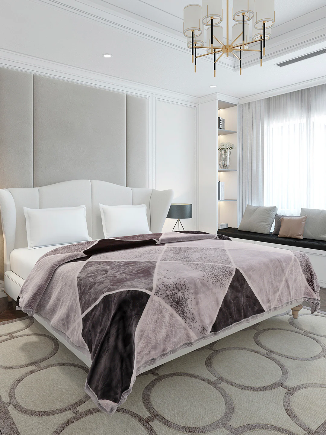 Printed Double Bed 1 Ply, 606 GSM Blanket for Mild Winter - (Denny PVC) - Image 4