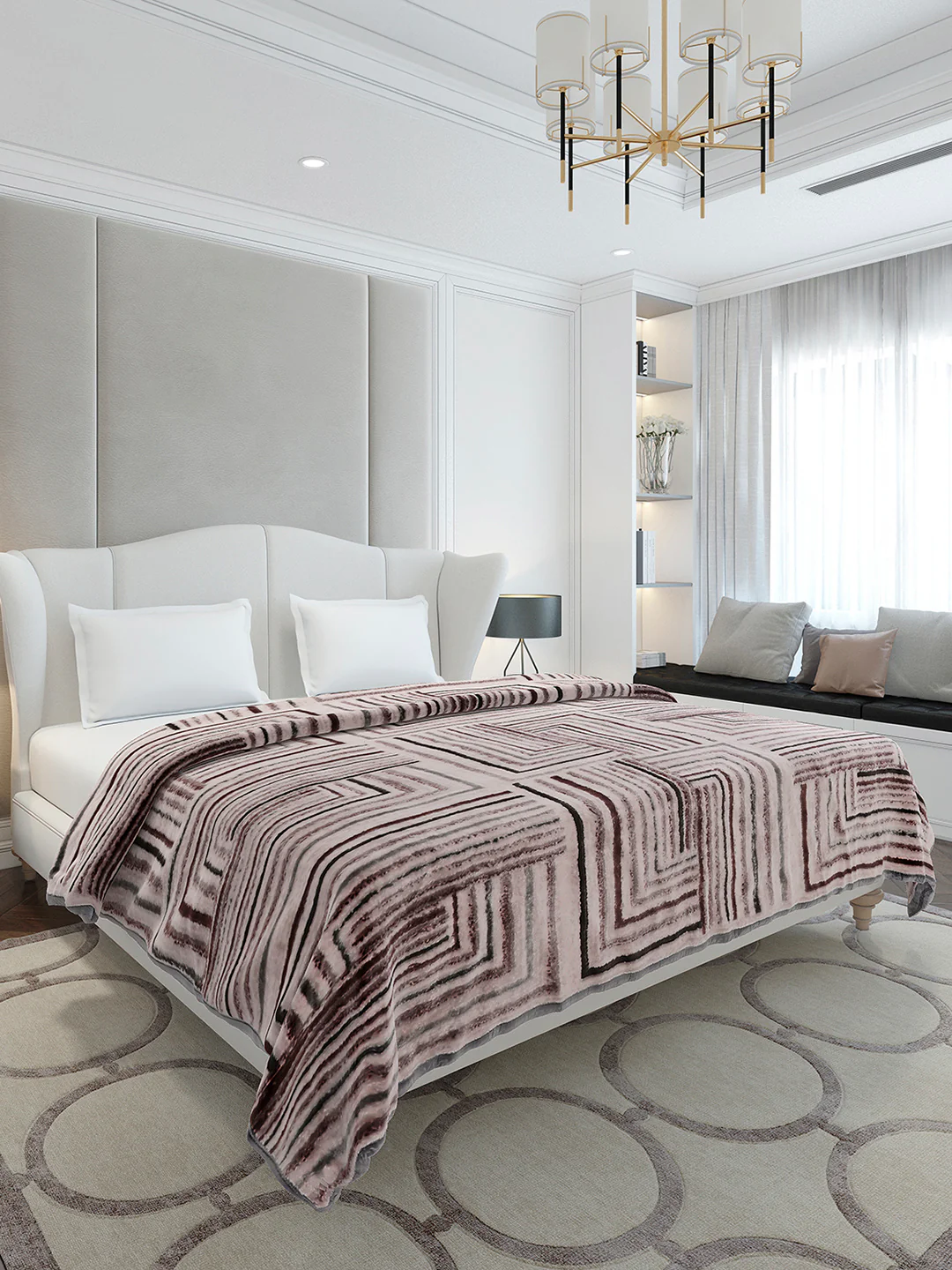 Printed Double Bed 1 Ply, 606 GSM Blanket for Mild Winter - (Denny PVC) - Image 4