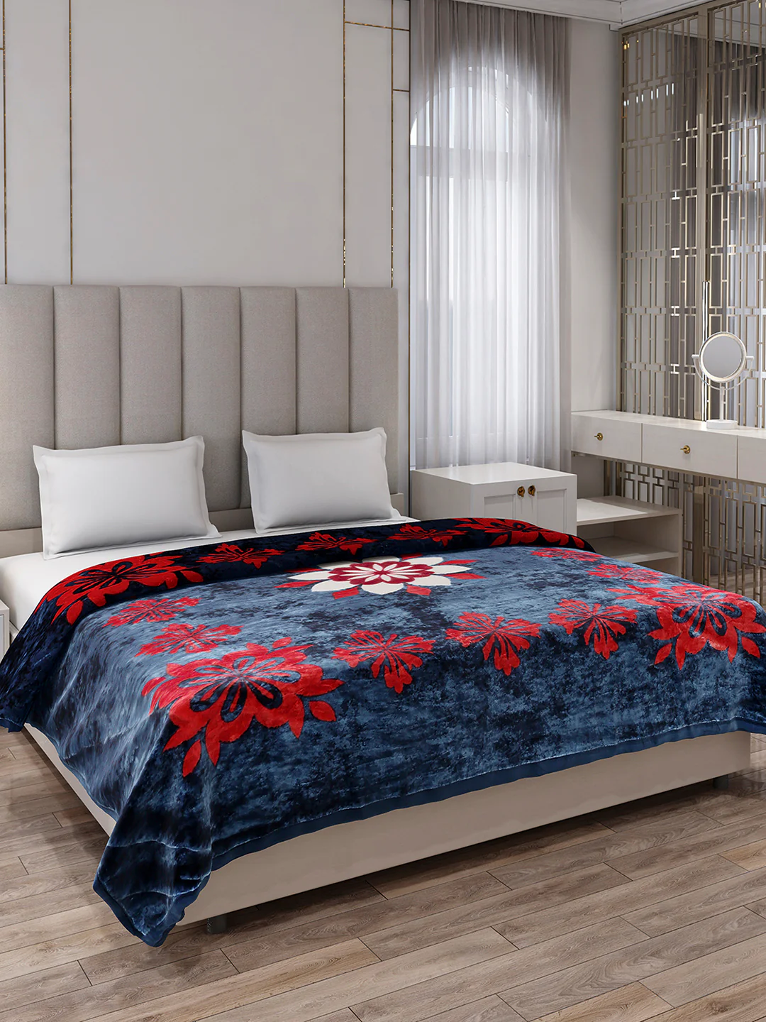 Printed Double Bed 1 Ply, 549 GSM Blanket for Mild Winter - (Roman Box) - Image 4