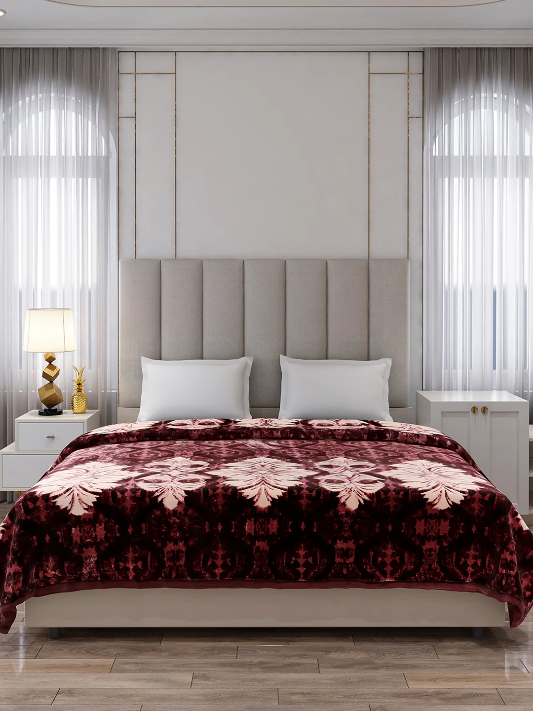 Printed Double Bed 1 Ply, 549 GSM Blanket for Mild Winter - (Roman Box) - Image 2