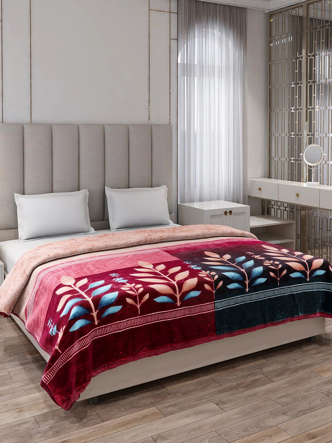 Printed Double Bed 1 Ply, 549 GSM Blanket for Mild Winter - (Roman Box) - Image 4