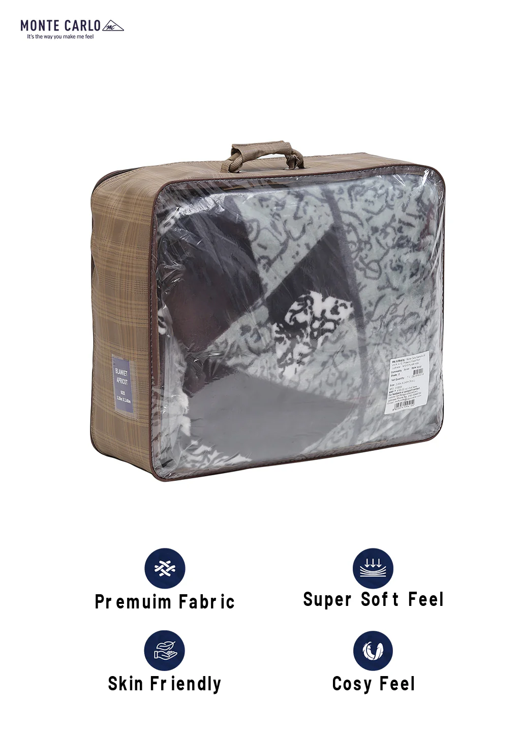 Printed Double Bed 1041 GSM Blanket Apricot 2 Ply (Weight 5.5 kg) - Image 8