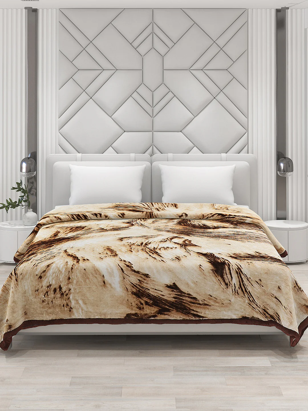 Printed Double Bed 1041 GSM Blanket Apricot 2 Ply (Weight 5.5 kg) - Image 2