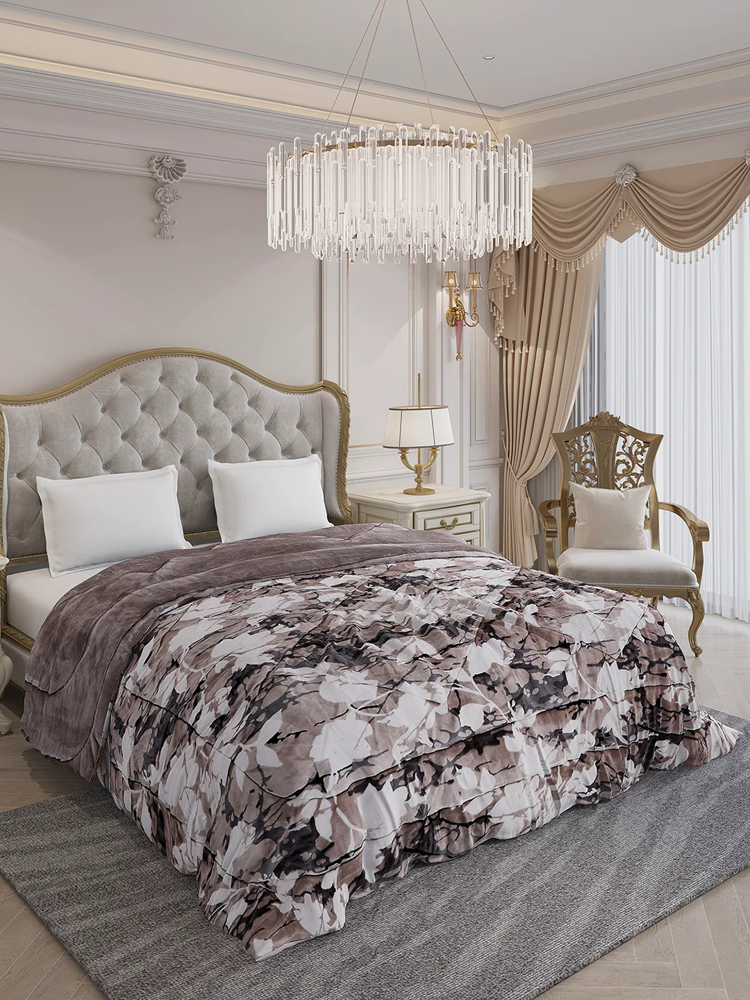Printed Double Bed 1061 GSM Comforter for Winter - (Wisdom Gold) - Image 4