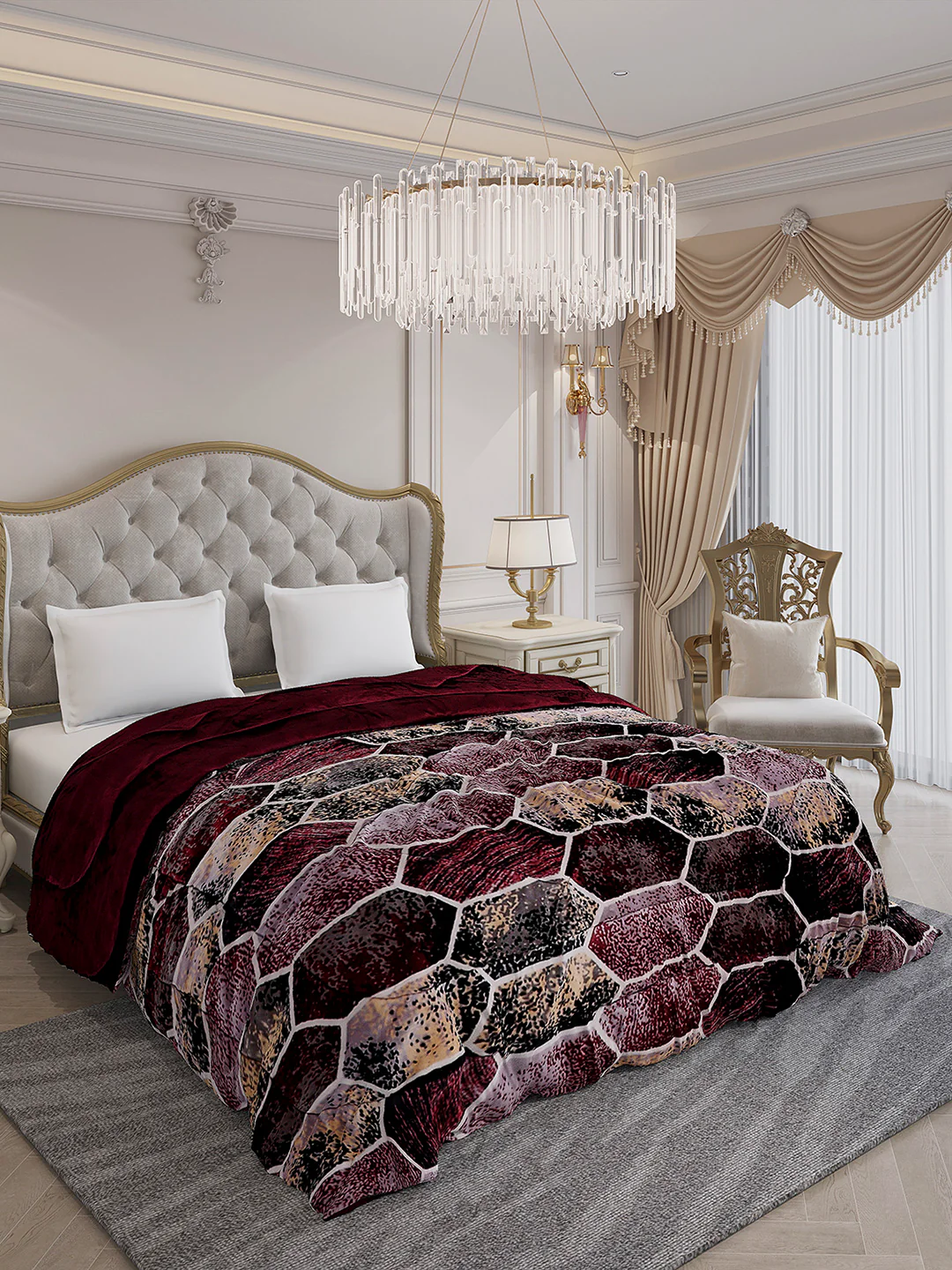 Printed Double Bed 1061 GSM Comforter for Winter - (Wisdom Gold) - Image 4