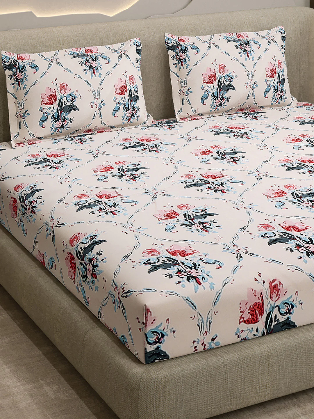 Printed Double Bed 130 GSM 4 Pc Bedding Set (1 Bedsheet, 1 AC Comforter & 2 Pillow Cover) - Image 8