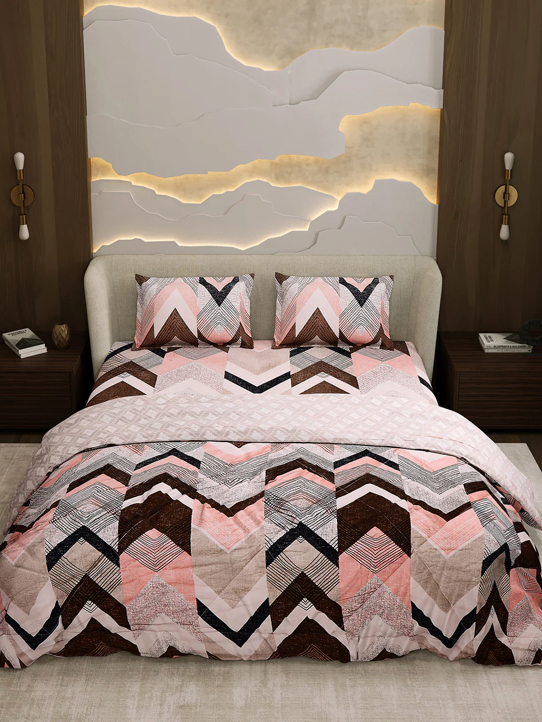 Printed Double Bed 130 GSM 4 Pc Bedding Set (1 Bedsheet, 1 AC Comforter & 2 Pillow Cover) - Image 3