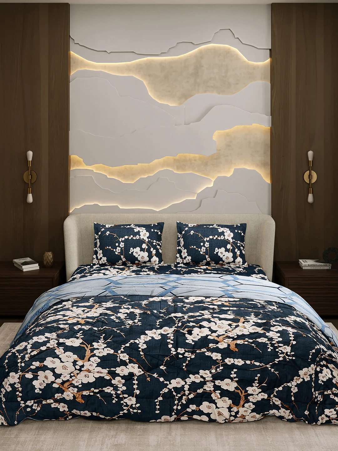 Printed Double Bed 130 GSM 4 Pc Bedding Set (1 Bedsheet, 1 AC Comforter & 2 Pillow Cover) - Image 2