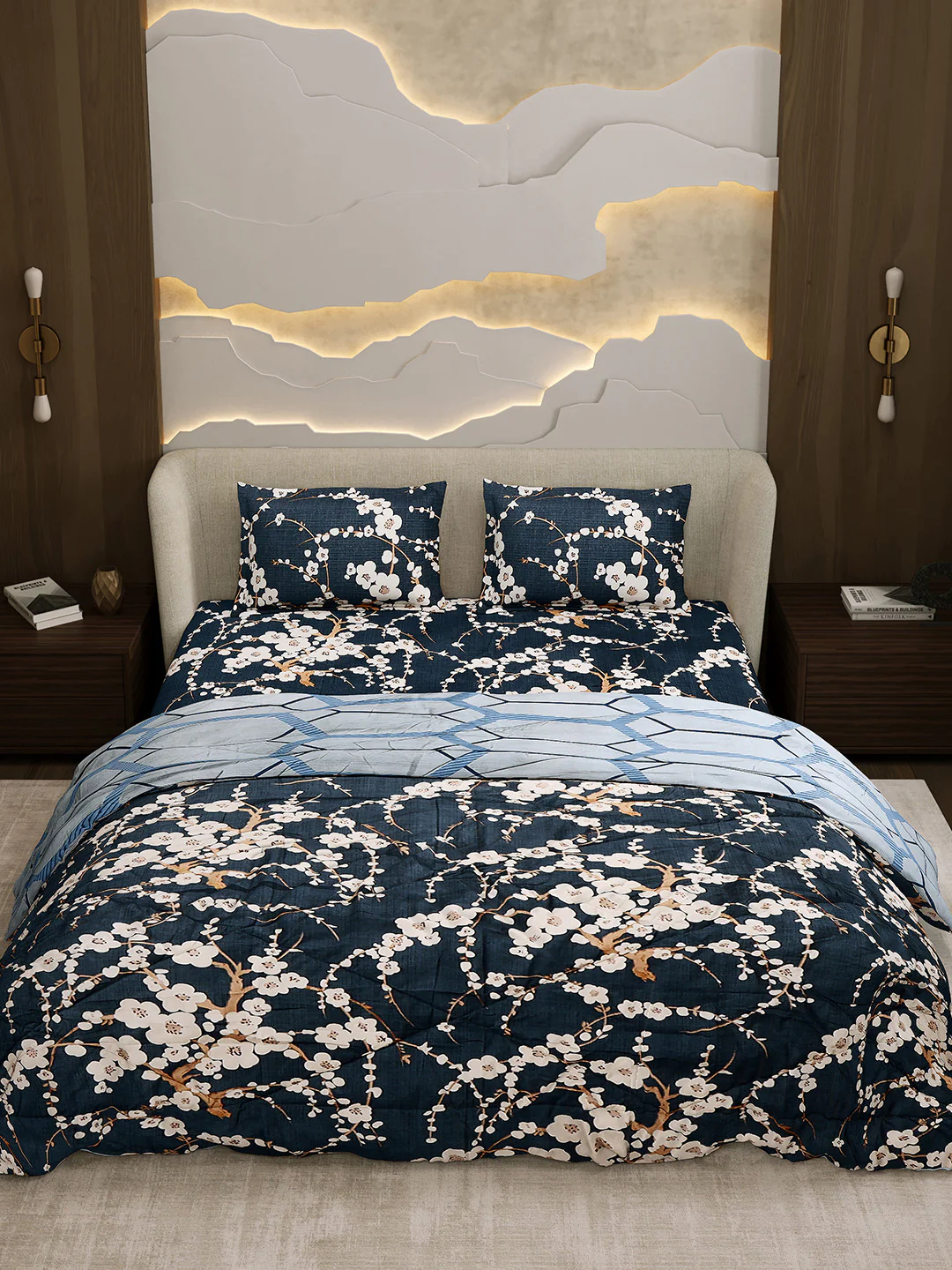 Printed Double Bed 130 GSM 4 Pc Bedding Set (1 Bedsheet, 1 AC Comforter & 2 Pillow Cover) - Image 3