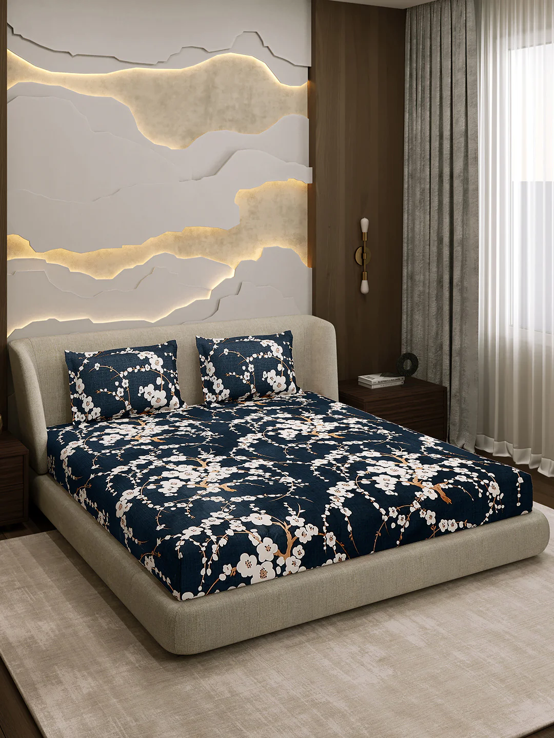 Printed Double Bed 130 GSM 4 Pc Bedding Set (1 Bedsheet, 1 AC Comforter & 2 Pillow Cover) - Image 7