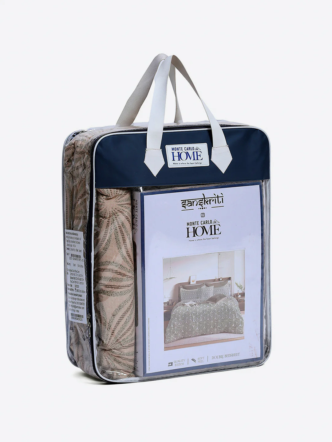 Printed Double Bed 130 GSM 4 Pc Bedding Set (1 Bedsheet, 1 AC Comforter & 2 Pillow Cover) - Image 14