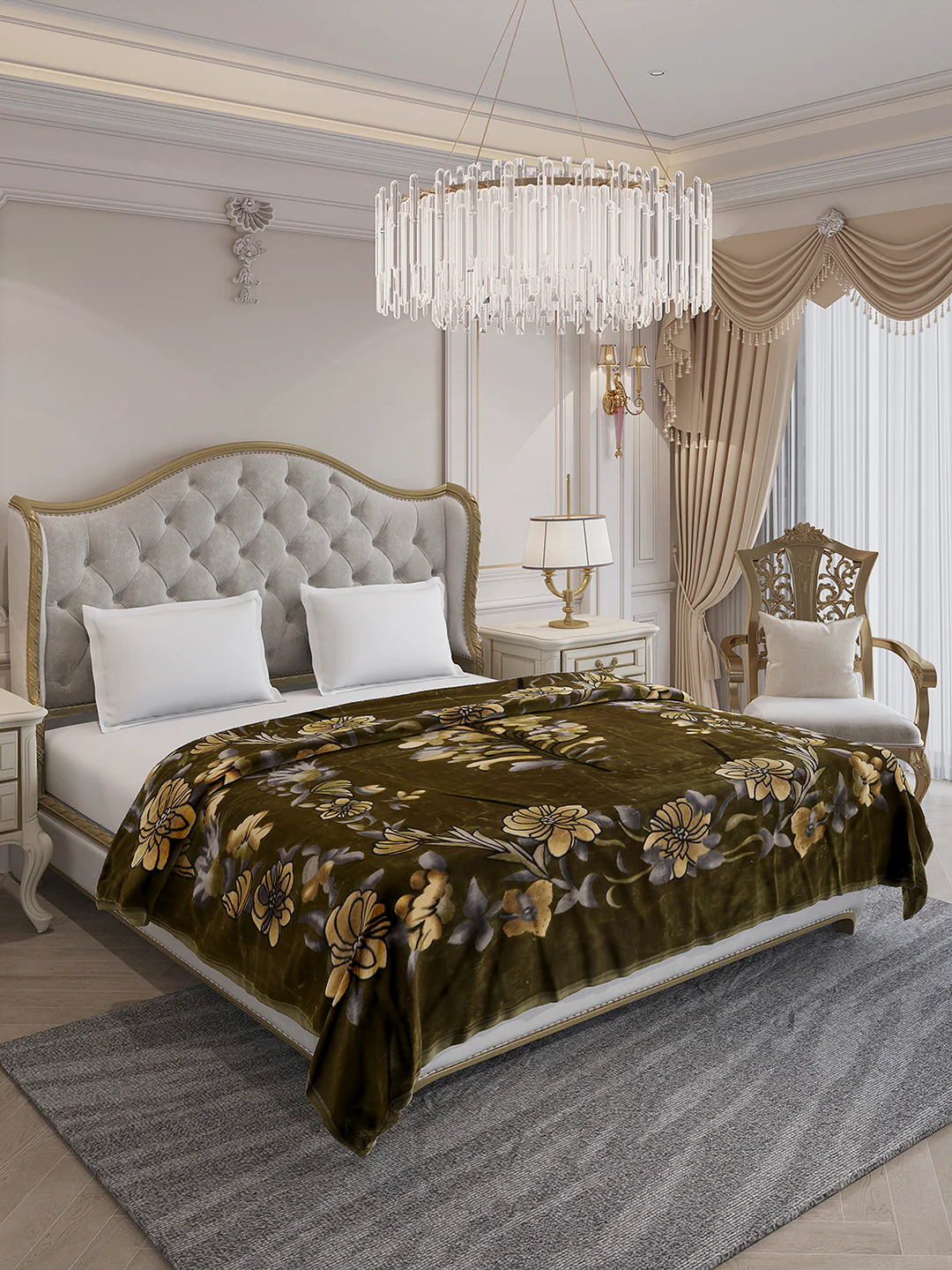 Printed Double Bed 2 Ply, 1042 GSM Blanket for Winter - (Emilia) - Image 4