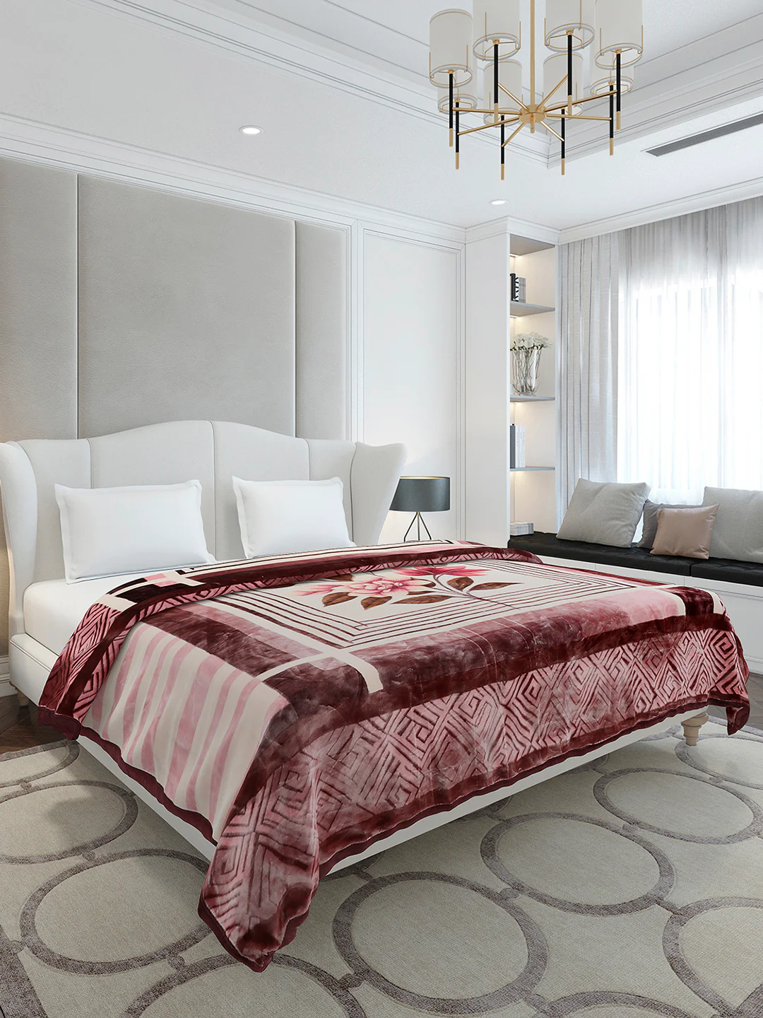 Printed Double Bed 2 Ply, 1136 GSM Embossed Blanket for Heavy Winter - (Commander) - Image 4