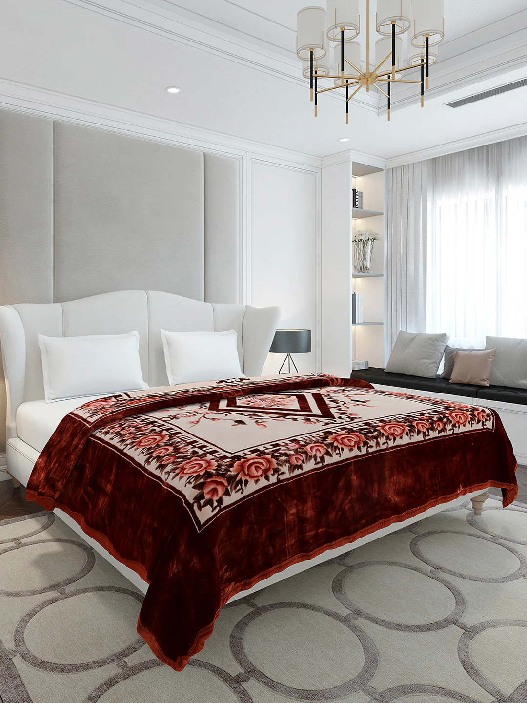 Printed Double Bed 2 Ply, 1042 GSM Cloudy Blanket for Heavy Winter - (Emilia) - Image 4