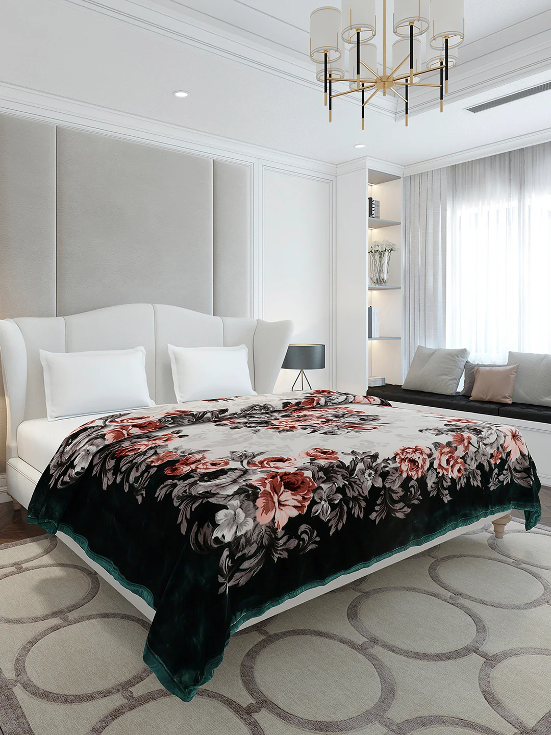 Printed Double Bed 2 Ply, 1042 GSM Cloudy Blanket for Heavy Winter - (Emilia) - Image 4