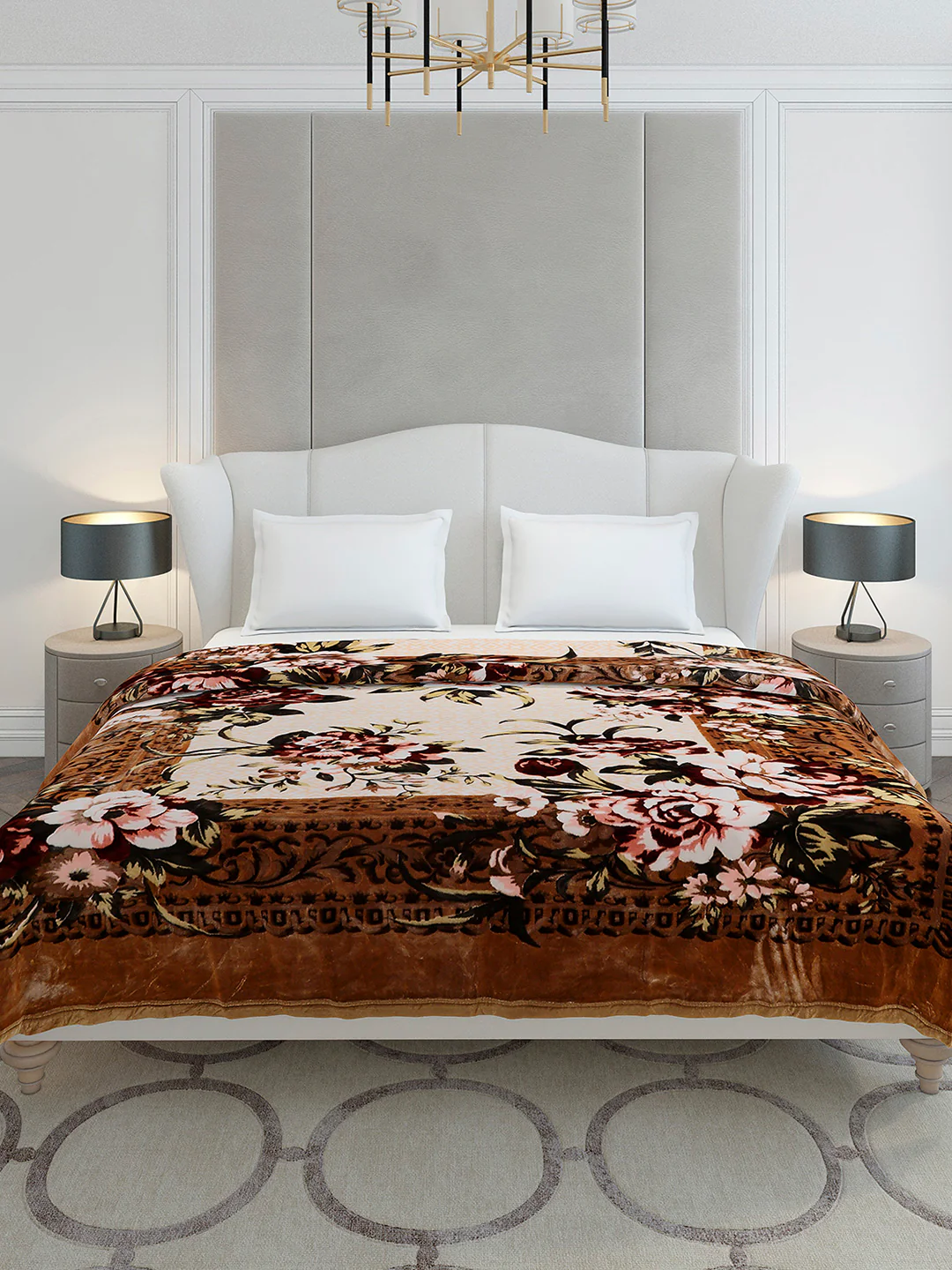 Printed Double Bed 2 Ply, 1042 GSM Cloudy Blanket for Heavy Winter - (Emilia) - Image 2