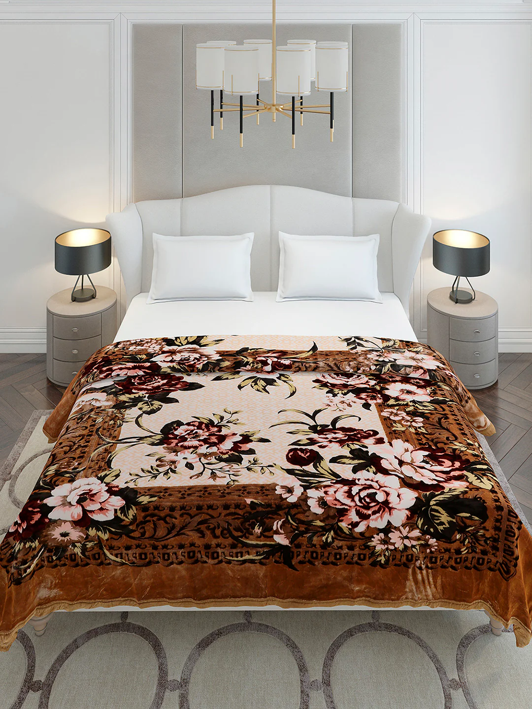 Printed Double Bed 2 Ply, 1042 GSM Cloudy Blanket for Heavy Winter - (Emilia) - Image 3