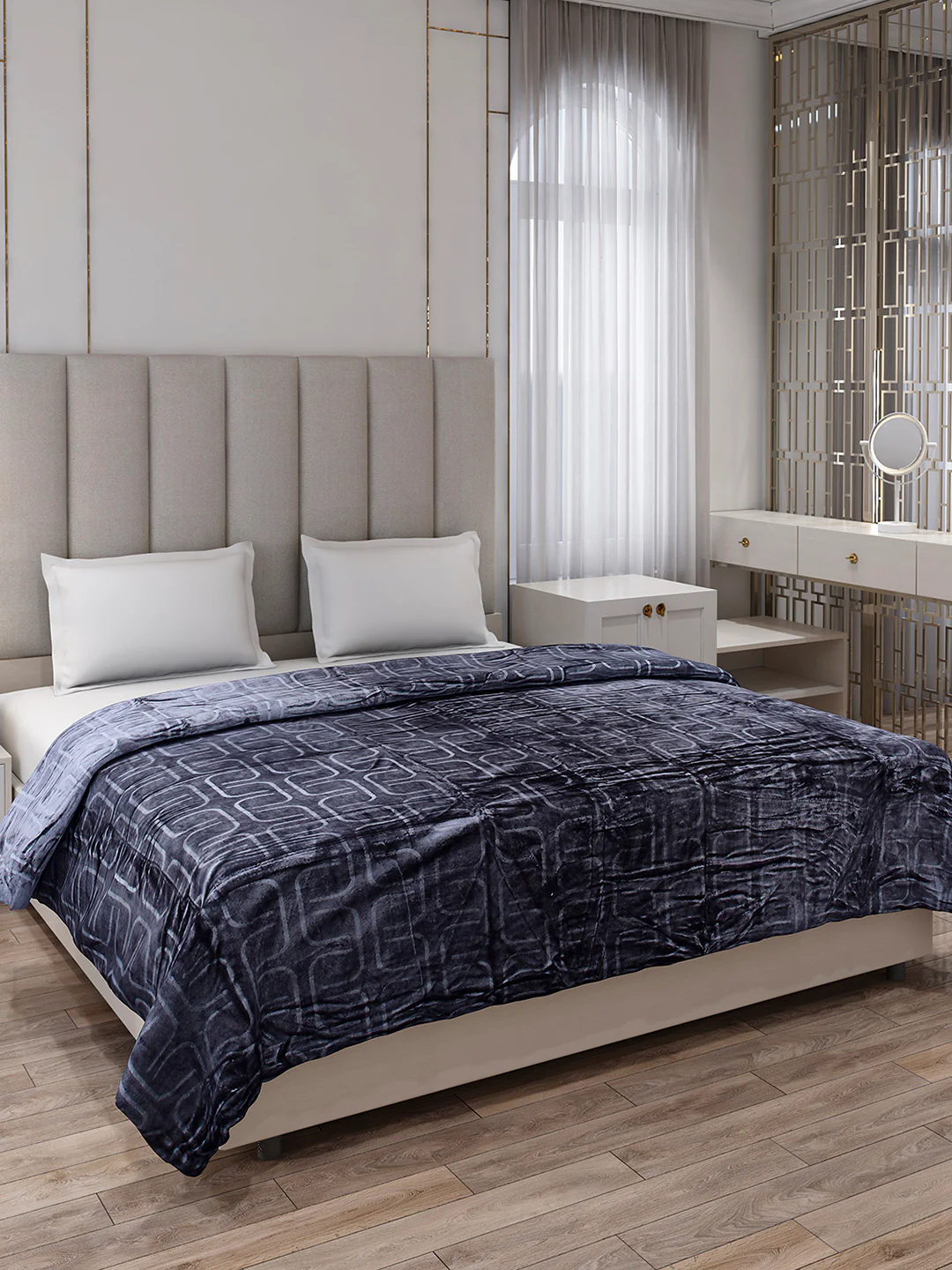 Printed Double Bed 210 GSM Blanket for AC Room - (Frosty)